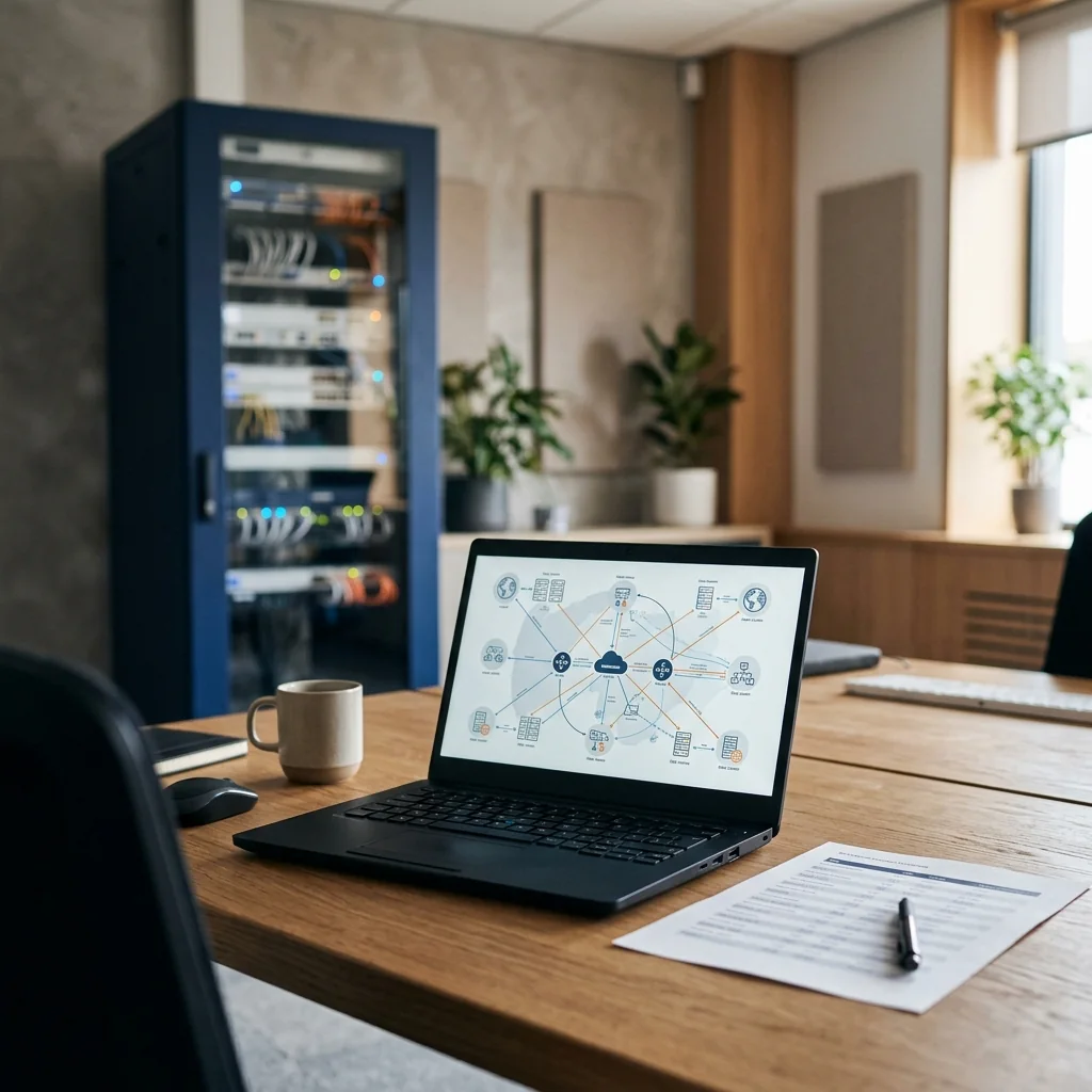 An advisor reviewing a multi-site network design